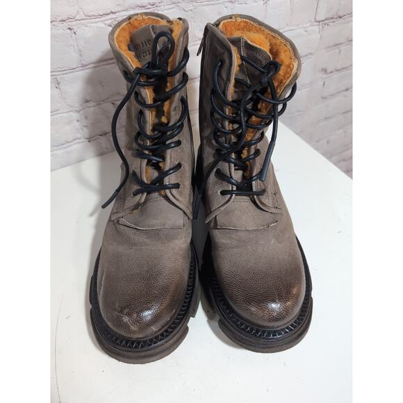 A.S. 98 Boots Lukie Brown Leather Shearling Lined Combat Ankle Boots Sz 40 AS 98 - Picture 10 of 16